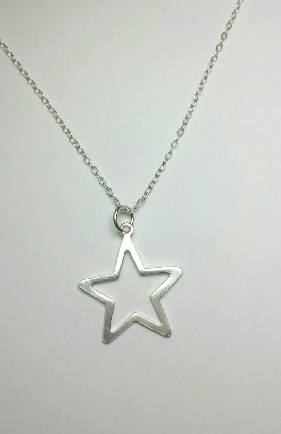 Sterling Silver Star Necklace Simple Star Pendant Modern