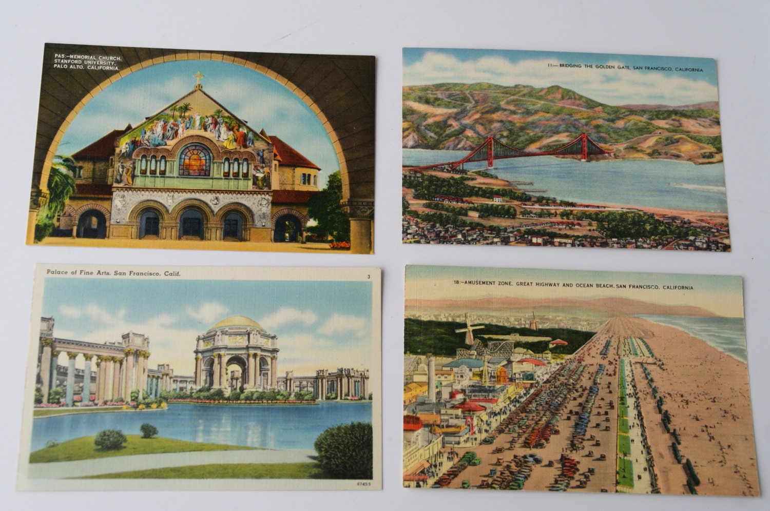 4 Vintage Bay Area California Postcards Unused