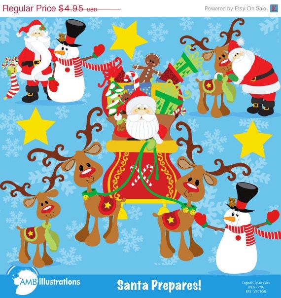 80% OFF SANTA Claus clipart, christmas clipart package, vector graphics, digital clipart, instant download AMB-508 Il_570xn