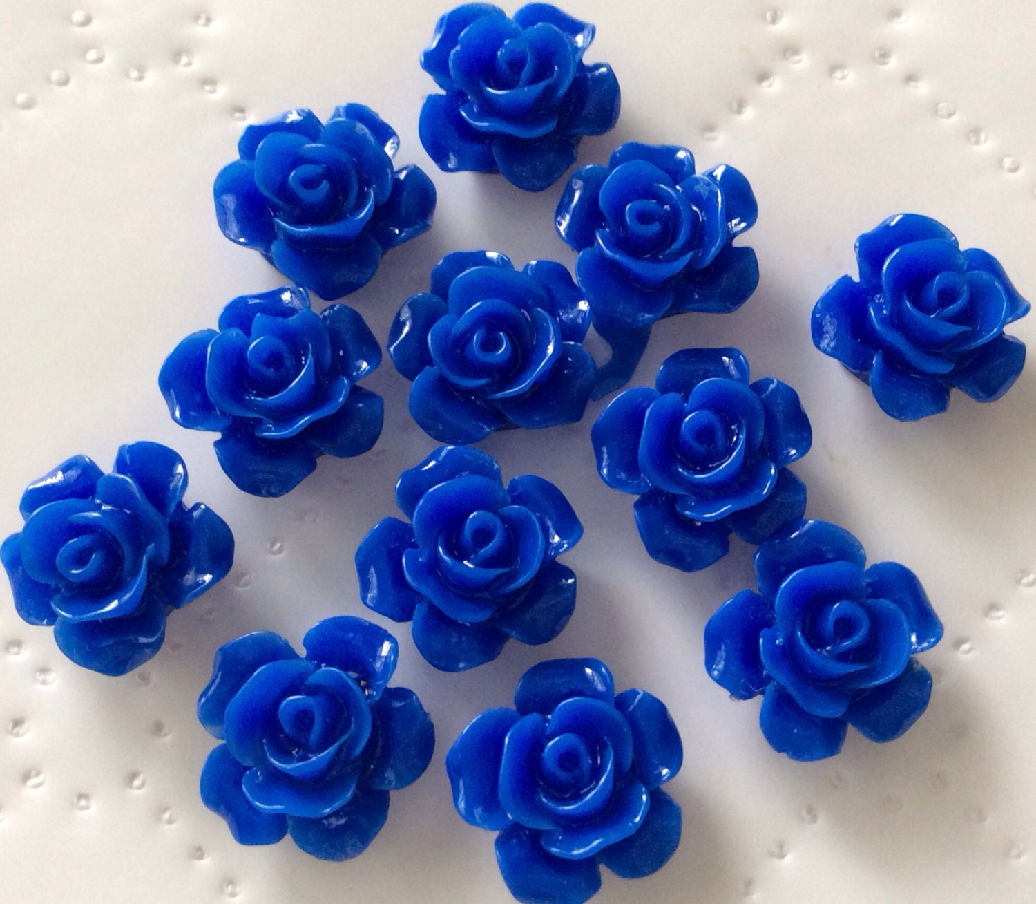 10 pcs 12 mm Royal Blue Cabochon Flowers,blue resin flower,12 mm blue ...