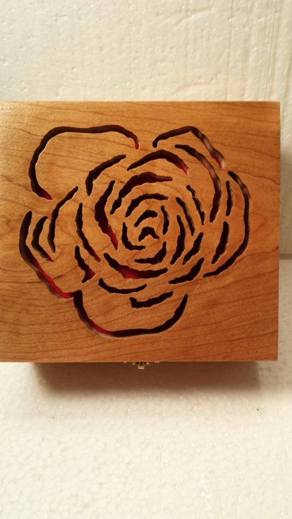 Scroll saw handmade jewelry box chest made by JeffsWoodNResinArt