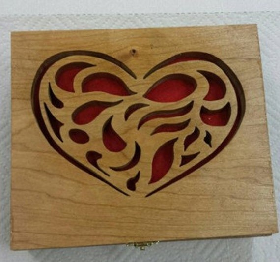 Items similar to Scroll saw handmade jewelry box chest made of solid 