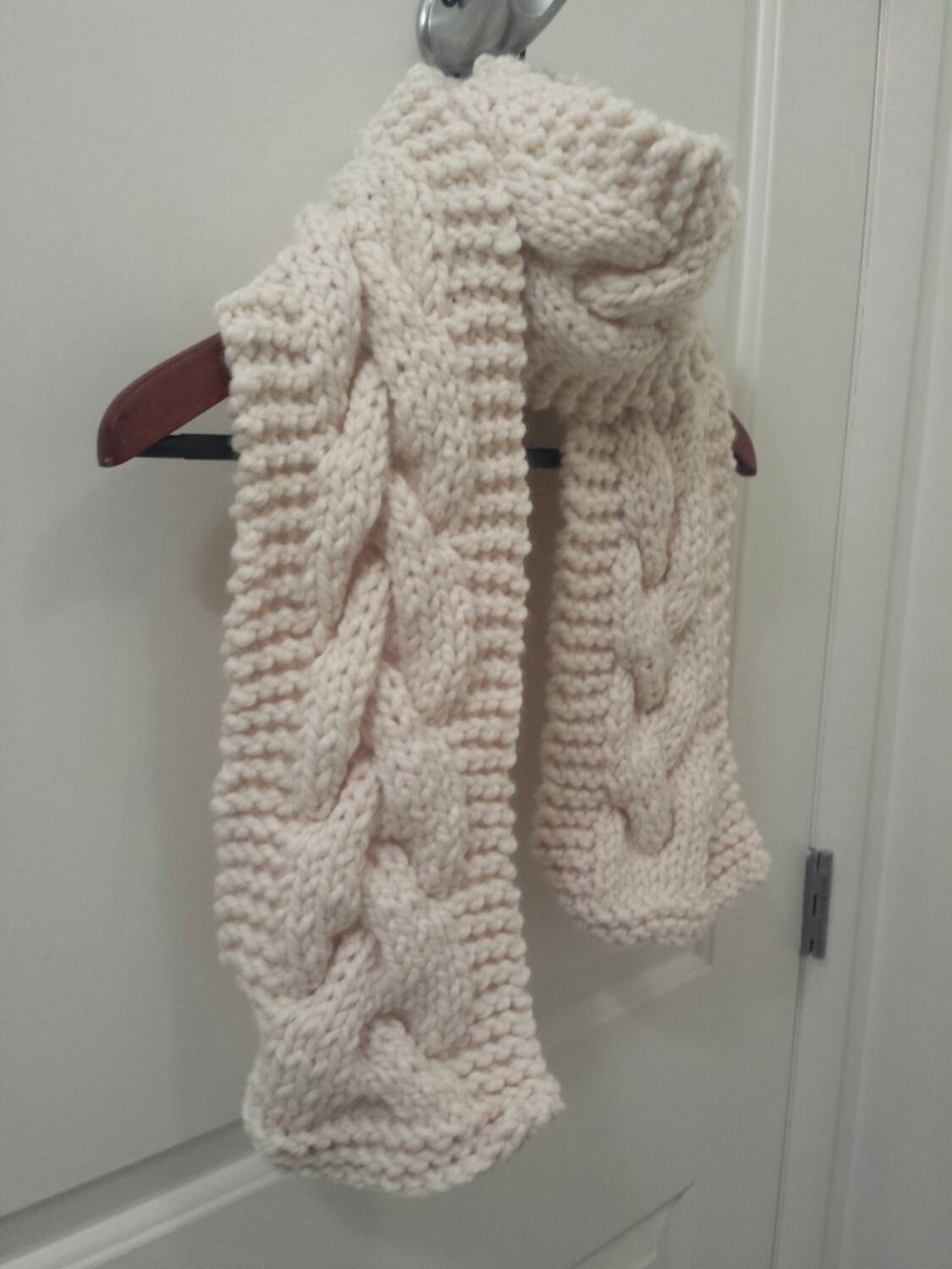 Cable Knit Scarf Cream by CoffeeBeanKnitting on Etsy