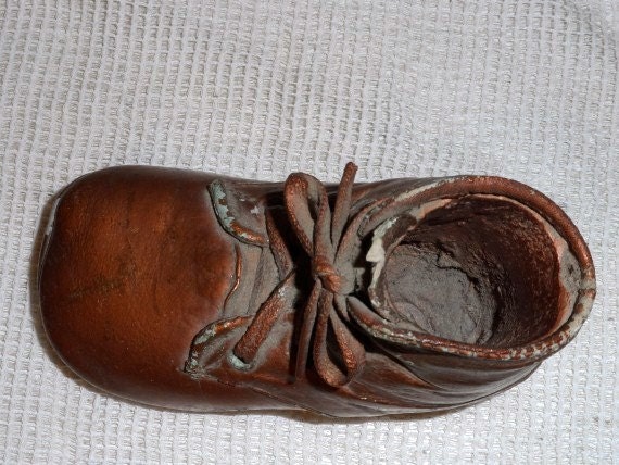 Old Bronzed BABY SHOE-Bronze Baby Bootie Old Time