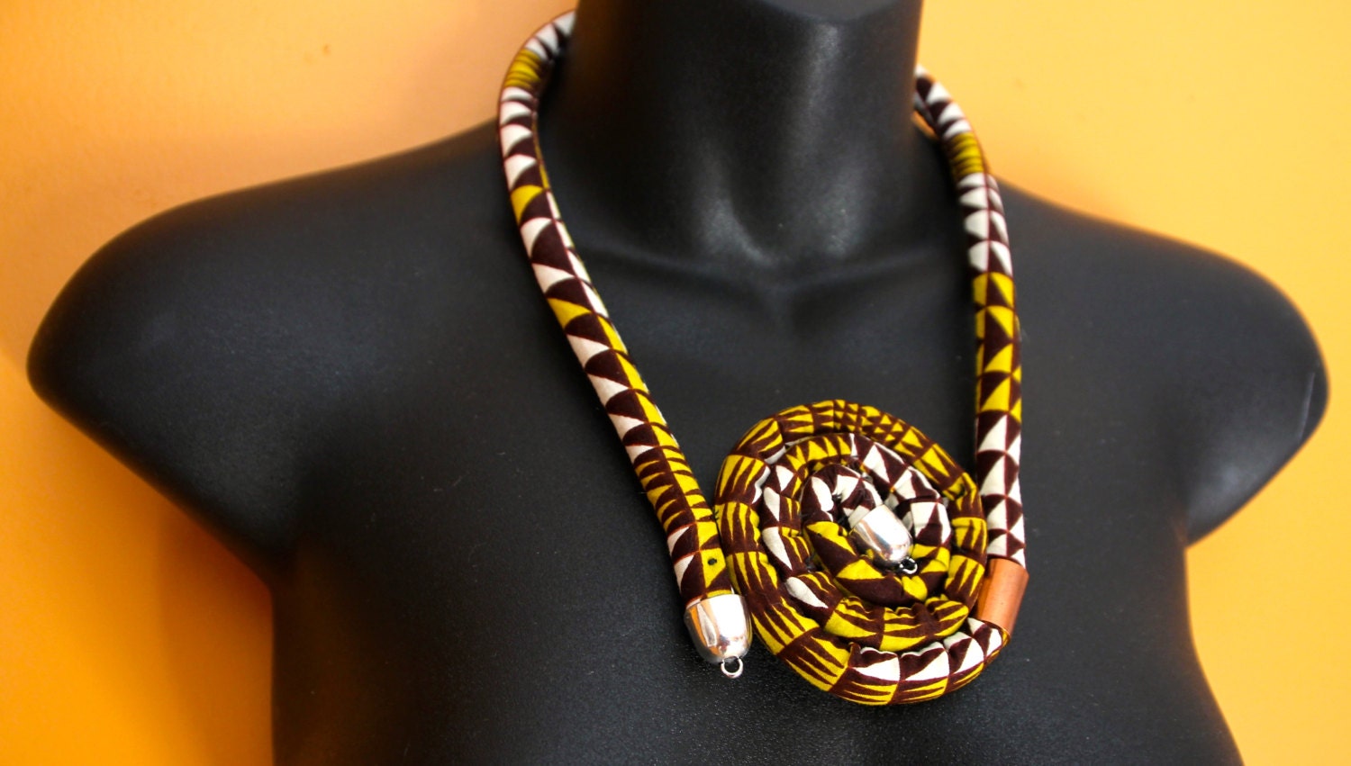 African Print Rope cloth Necklace Layered african fabric