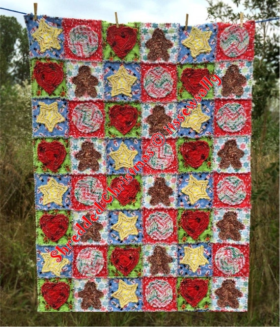 Download Christmas Rag Quilt pattern 48x64 instant download