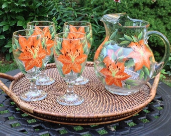 Tigerlilies Hand-Painted 5-piece Hostess Set