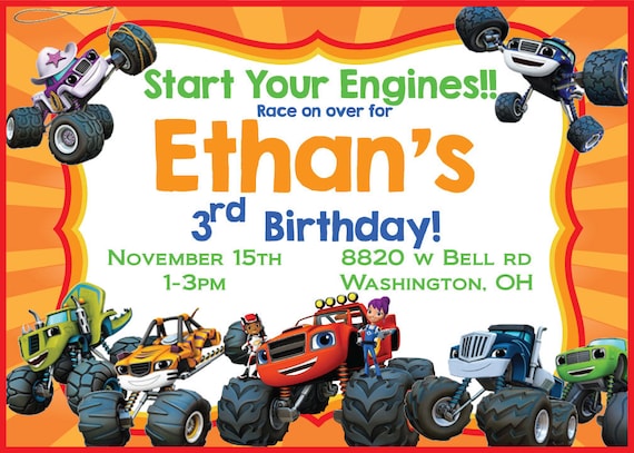 Blaze And The Monster Machines Birthday Invitations Templates 1