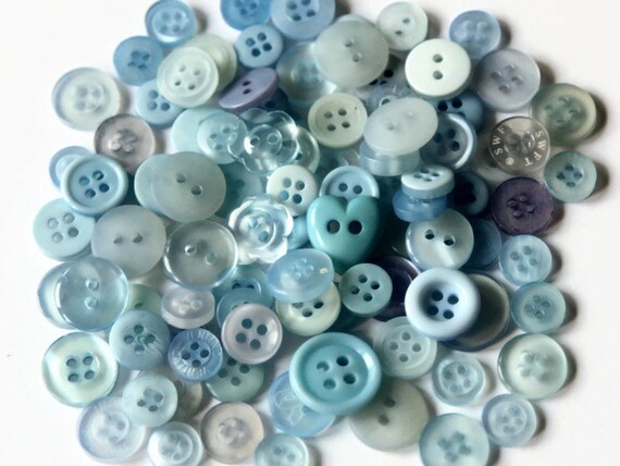 100 Pastel Blue Assorted Pack Light Baby Buttons by ButtonEnvyUk