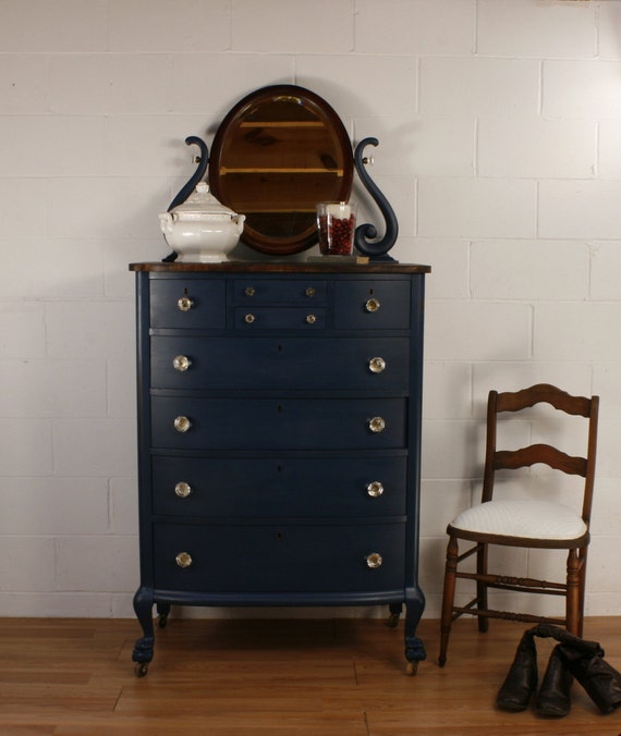 Antique Navy Blue Chest of Drawers