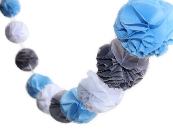 pom pom garland grey with Pom Fabric Poms Pom Grey White Garland Blue, and