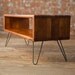 Iroko Midcentury Modern TV Stand / Credenza with raw iron hairpin legs