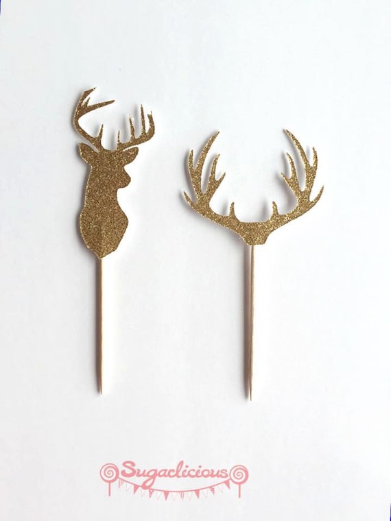 you baby thank shower ideas ANTLER / Toppers Silver 12 X Cupcake HEAD Gold / DEER you baby thank shower ideas ANTLER / Toppers Silver 12 X Cupcake HEAD Gold / DEER