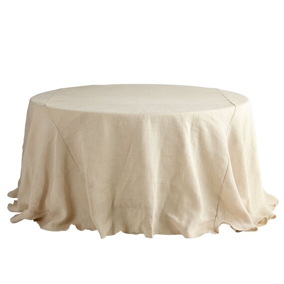 Ivory Burlap round 84'' tablecloth 15 Available by MadeInBurlap