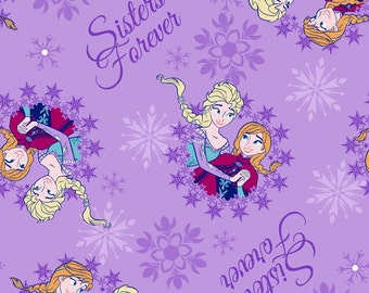 Disney Frozen Fabric Sisters Skate Anna Elsa FLANNEL Fabric From Springs Creative