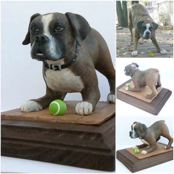 Items similar to Custom, Personalized Polymer Clay Dog Sculpture, Playful Pup Ornament, Gift