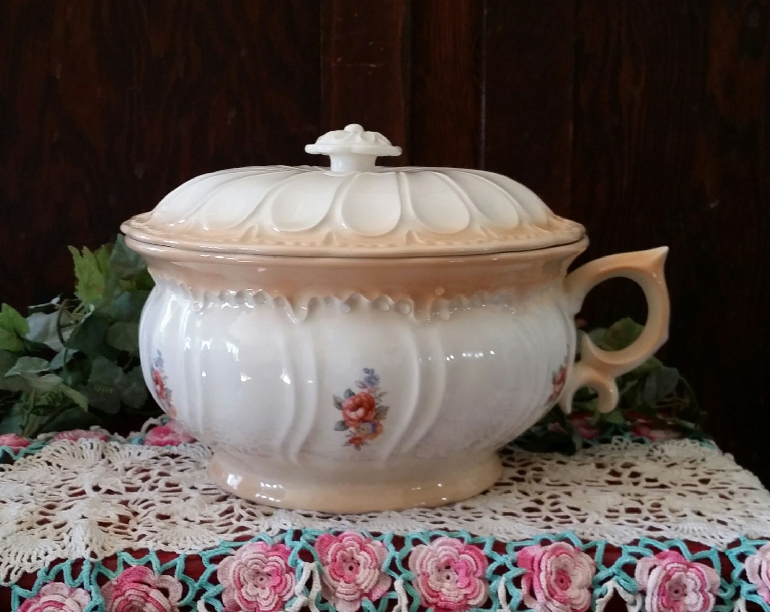 Chamber Pot Arnel's Bowl Porcelain Ceramic 1983 Handled