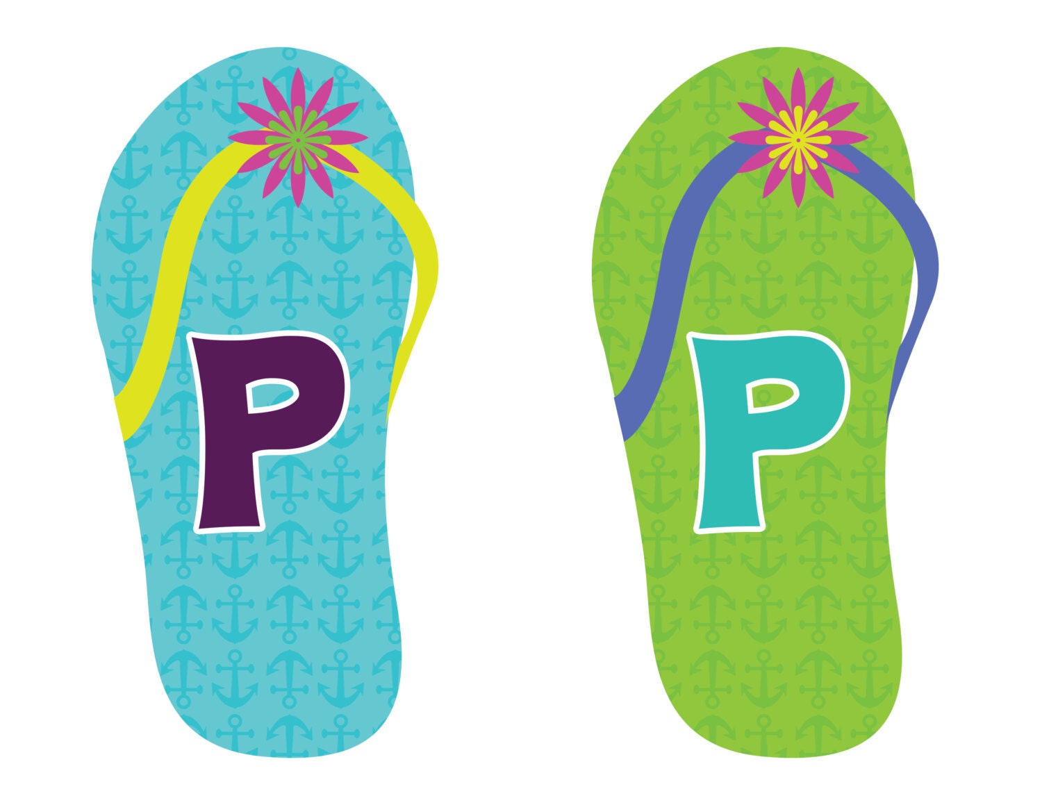 PRINTABLE Flip Flop Flower Beach Happy Birthday Banner for