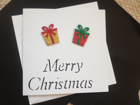 Items similar to Glittery presents Christmas card on Etsy