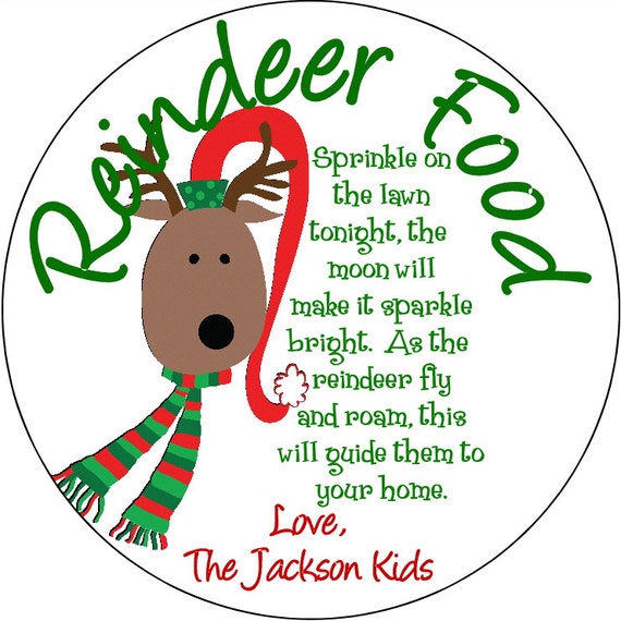 Items similar to Christmas Round Label Reindeer Food Round Labels ...