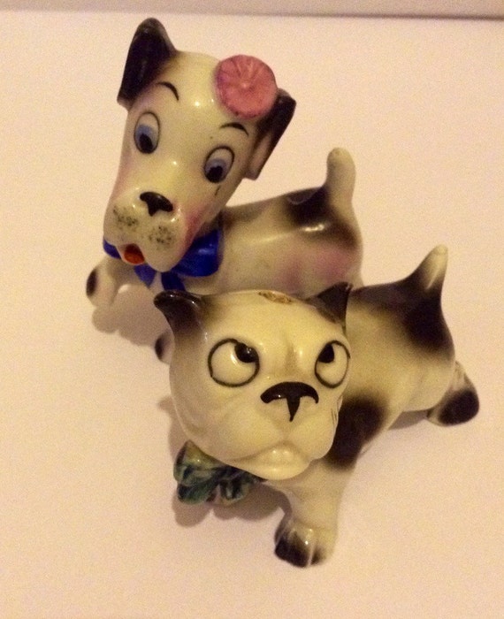 Vintage Kitsch Bonzo Dog Figures French Bulldog Puppy