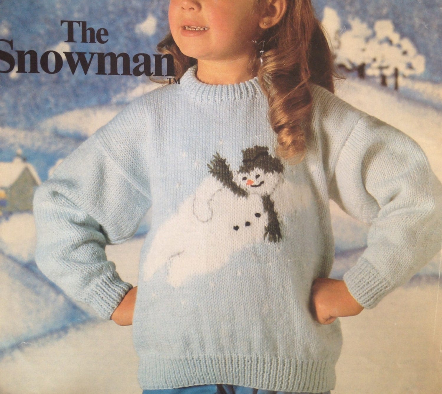 the snowman jumper knitting pattern PDF vintage instarsia