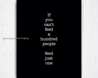 Items similar to Christian Quote Print - Mother Teresa - Feed Just One ...