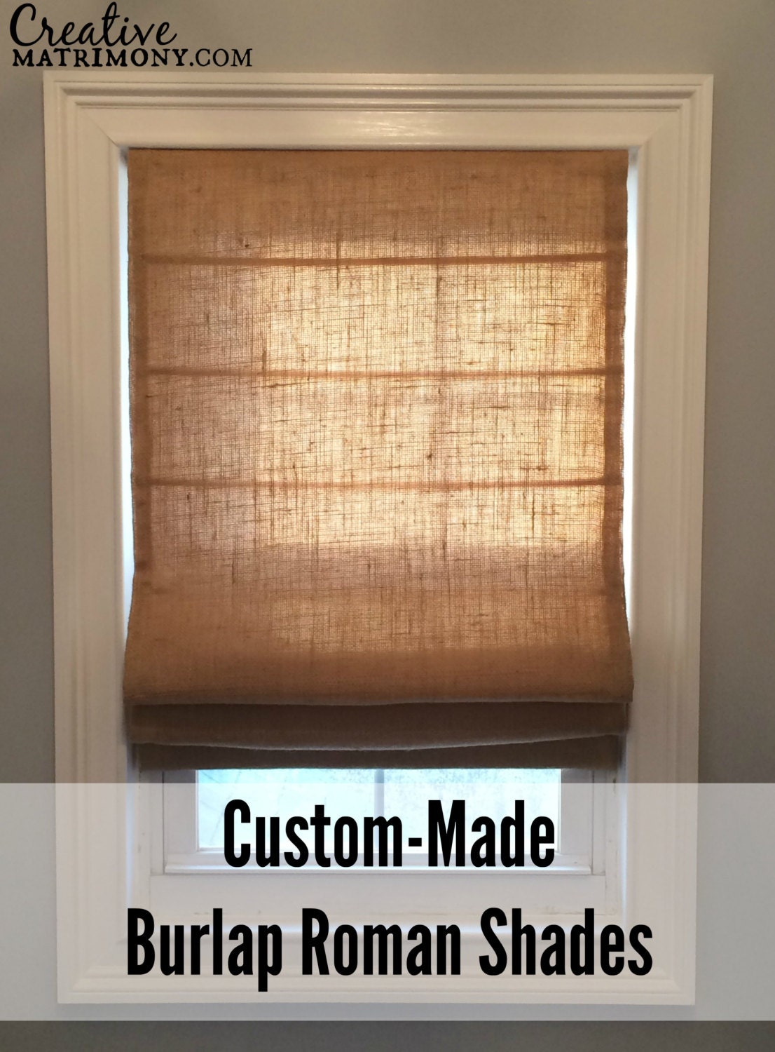 Custom Made Flat Front Burlap Roman Shade by CreativeMatrimony
