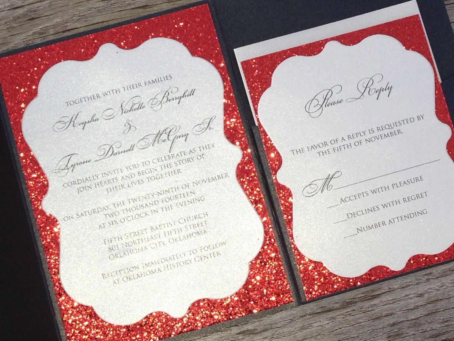 Glitter Wedding Invitation Glitter Bridal by SoireeCustomPaperCo