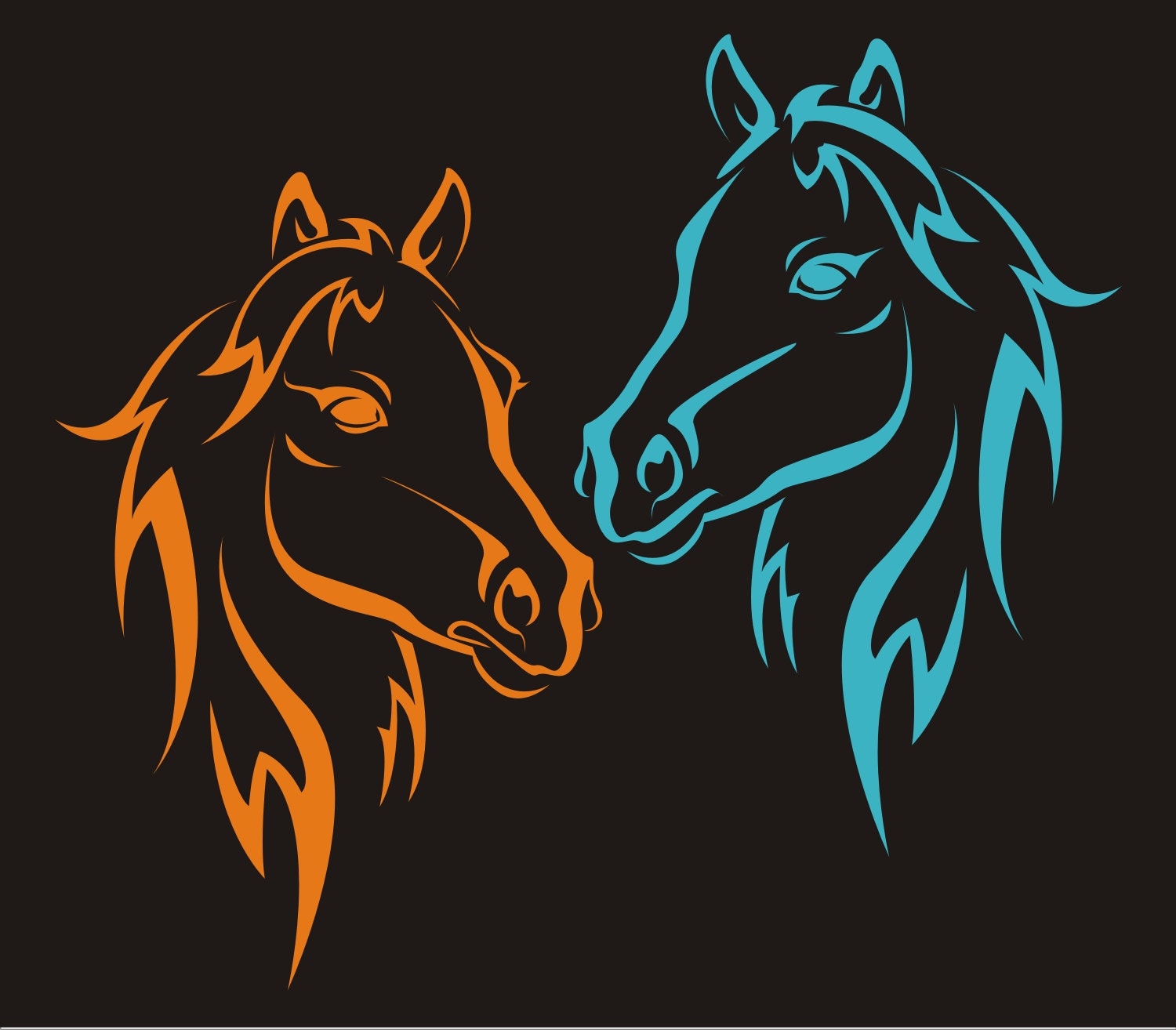 Wild Horses Reusable Stencil / Horses Heads 02 4 sizes Get