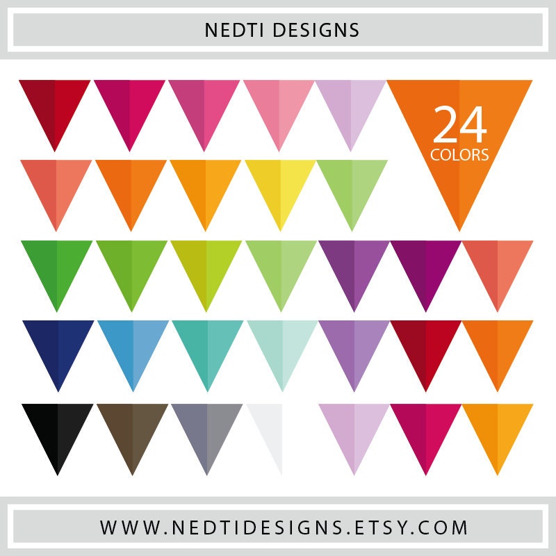 Triangle Flag Banner Clipart Rainbow Color Collage by NedtiDesigns