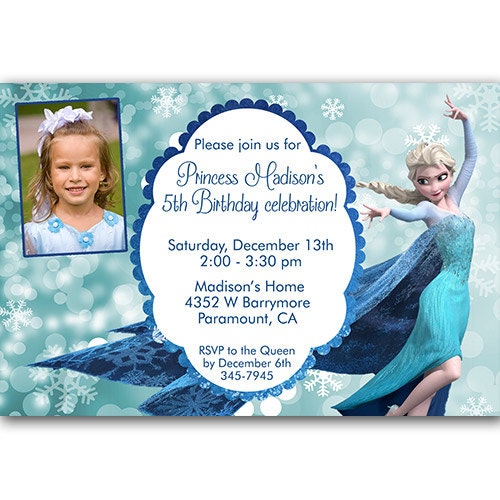 Elsa Photo Frozen Birthday Party Invitations by PartiesR4Fun