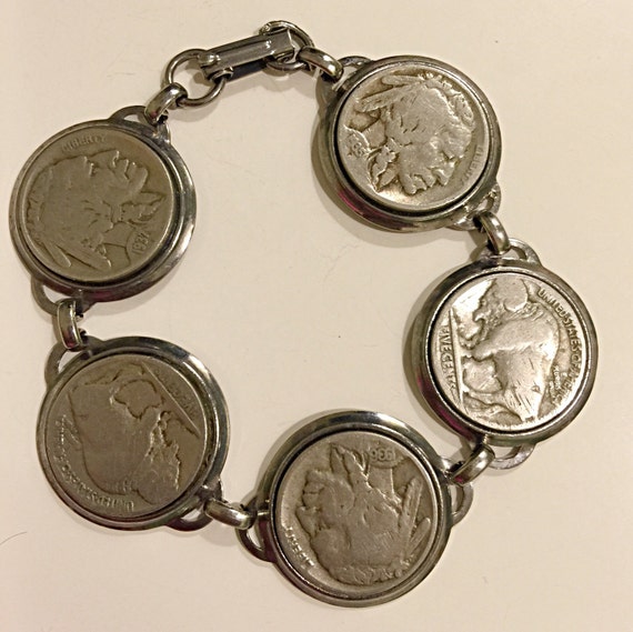 Vintage Buffalo and Indian Head Nickel Bracelet by SoteloStones