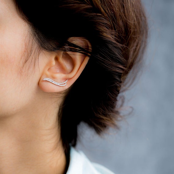 Minimalist Earring Delicate Ear Cuff Earring Cubic by ETHEIA