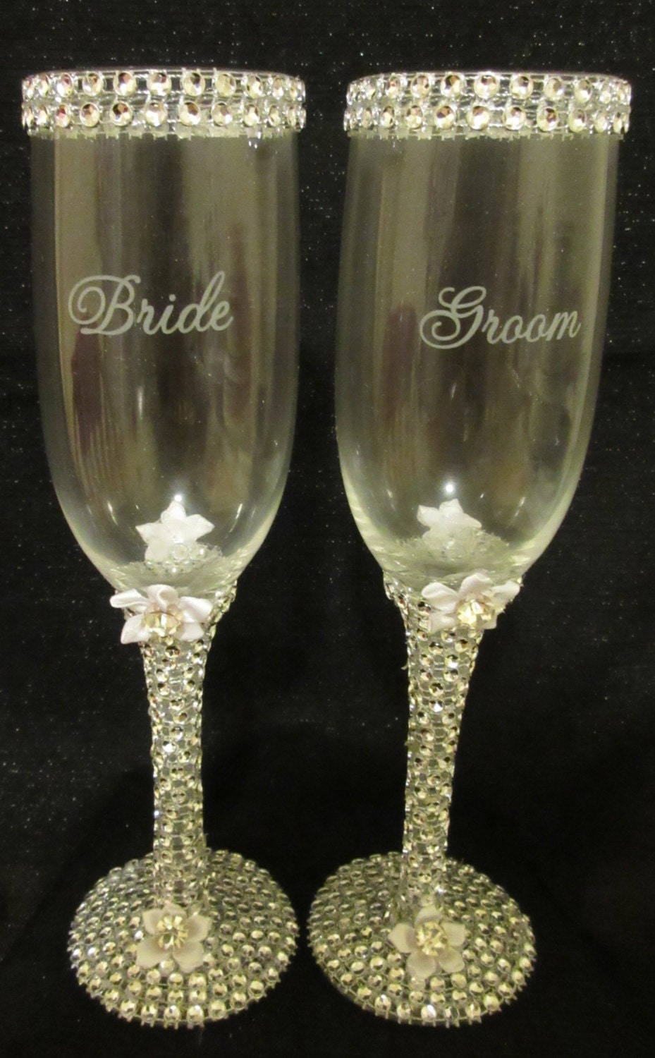 Wedding Toasting Glass Bride and Groom by BeautifulCreations7