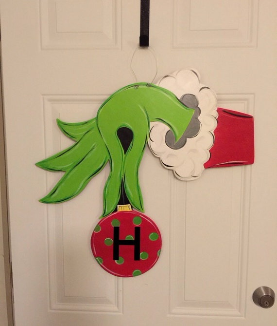 Grinch hand door hangerchristmas door by Furnitureflipalabama