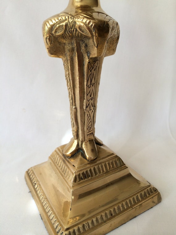 Ram Candle Holder Brass Rams head Hollywood Regency by DotnBettys