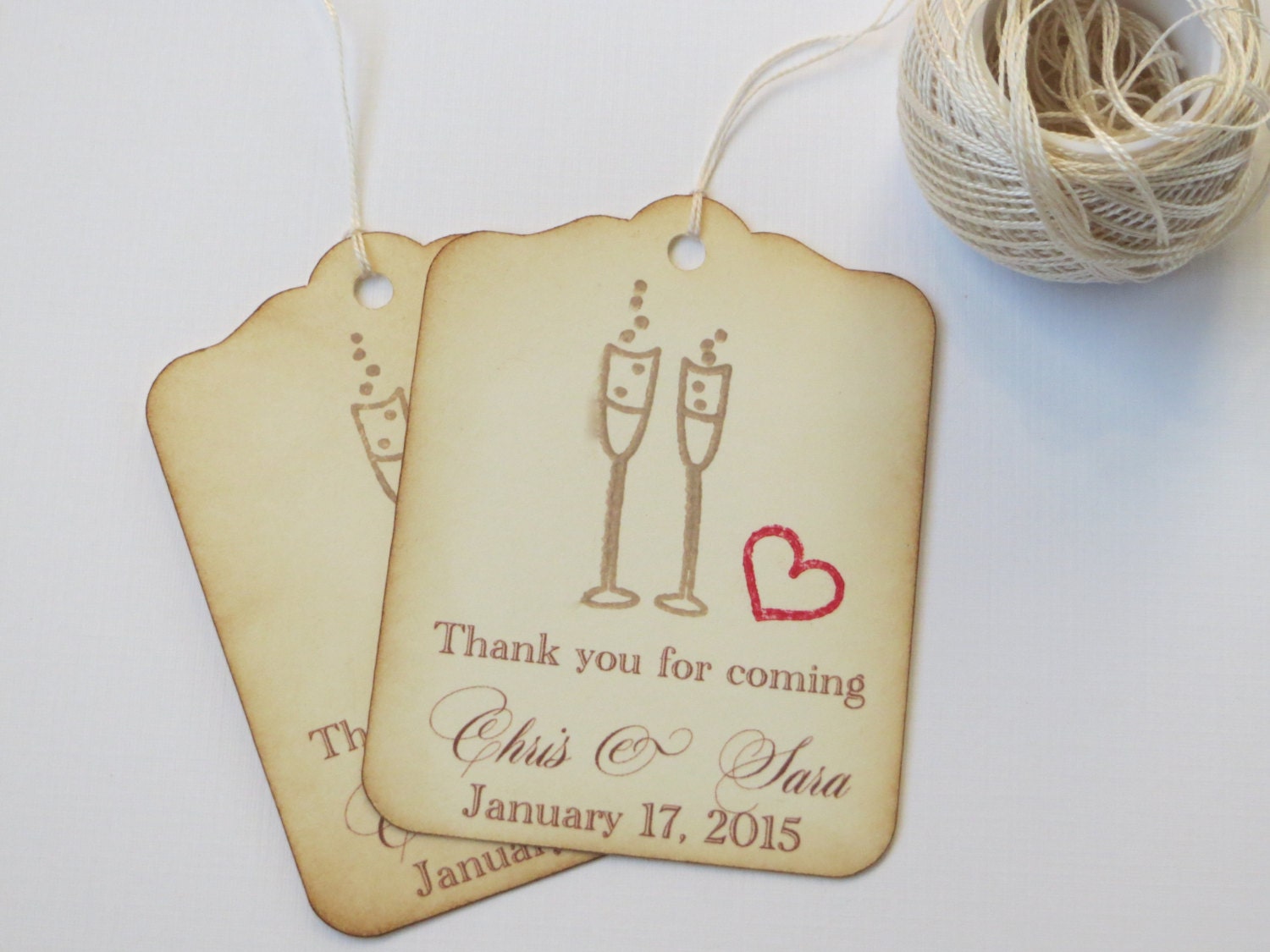 Custom Wedding Tags Wedding Favor Tags With Champagne