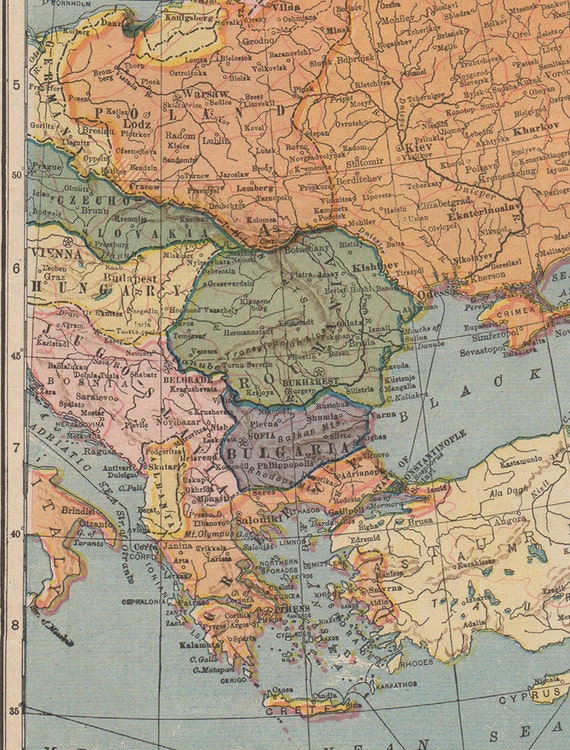 Old Map Of Eastern Europe From 1922 Includes Scandinavia, Hungary 