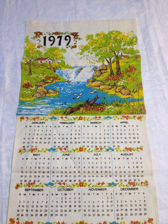 1979 Twelve month Calendar Wall Hanging/ Tea by OstrichandPeacock