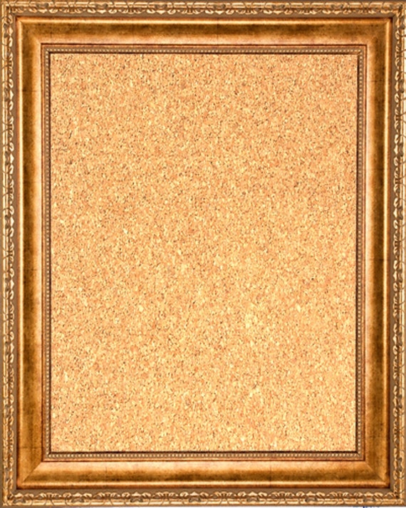 Framed Cork Board with Antique Gold Finish Frame