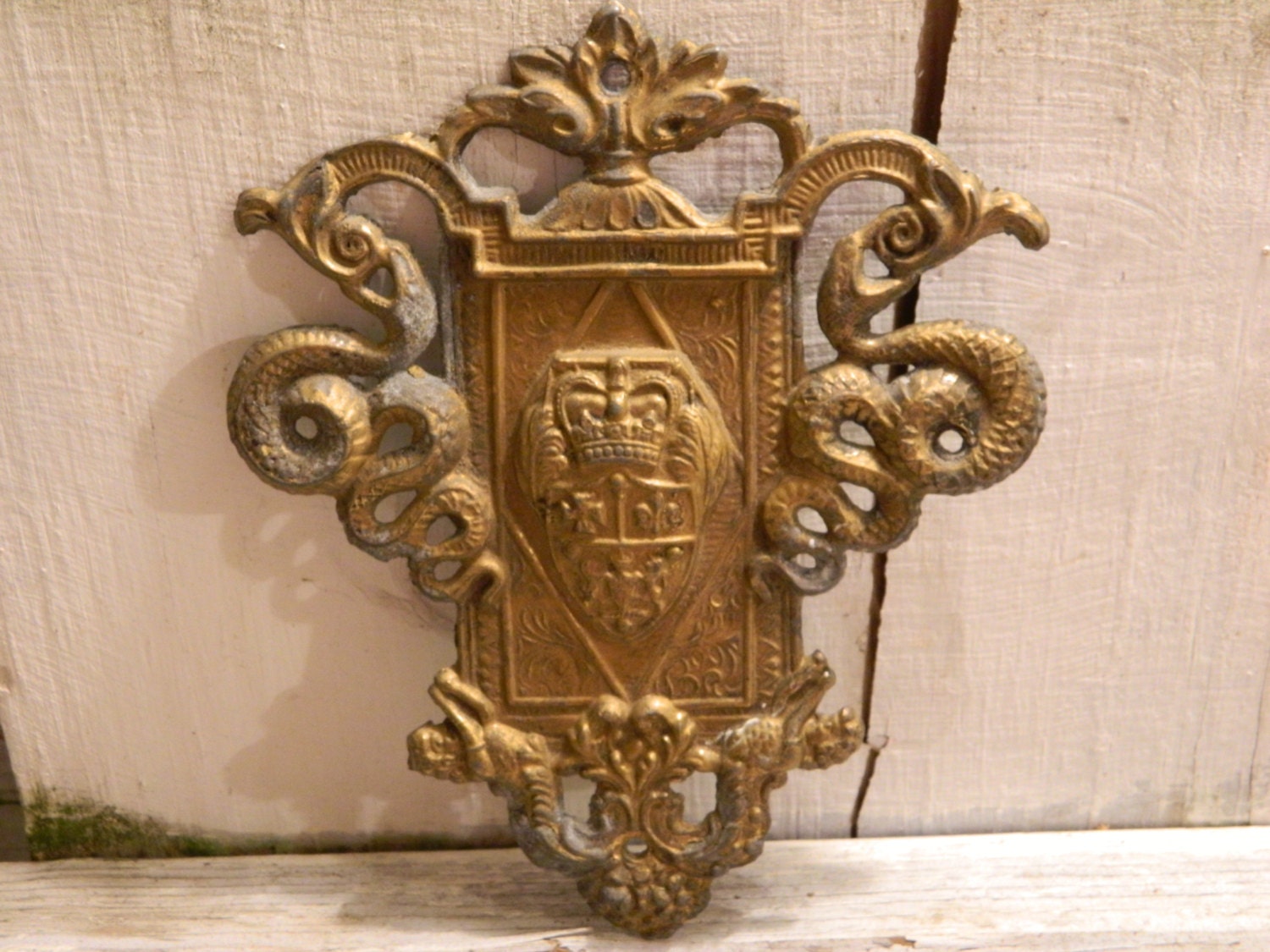 Vintage Beautifully Cast Metal Coat of Arms Wall Hanging