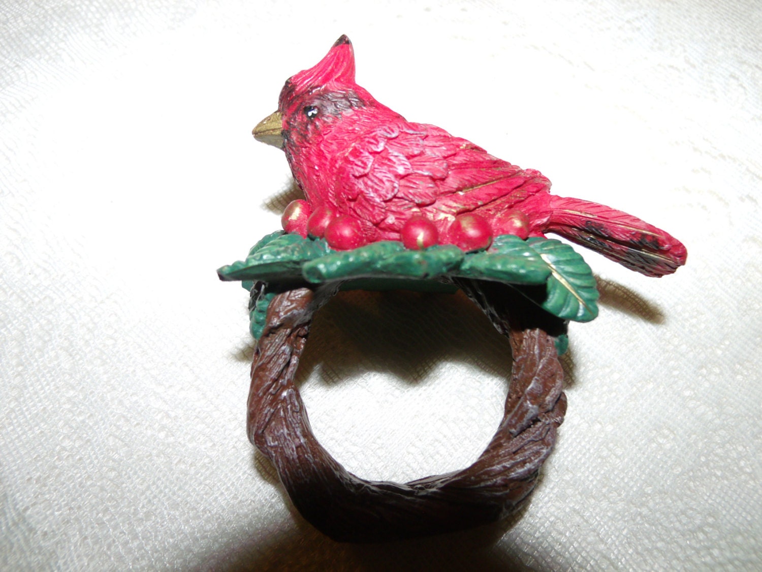 Set of 4 Cardinal Red Bird Napkin Rings 80's by ThingsTakeWings