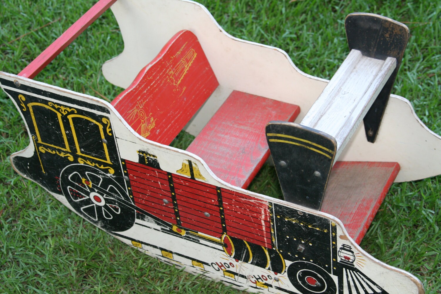 wooden train rocker