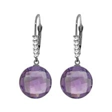 14K. Rose Gold Leverback Earrings with Diamonds & Amethysts (Yellow ...