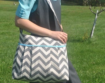 FREE changing pad grey chevron diaper bag, LOTS of pockets baby bag, nappy bag, nadbag