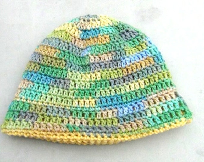 Winter Hat - Yellow and Variegated Hat - Reversible Head Wear - Rolled Brim Hat