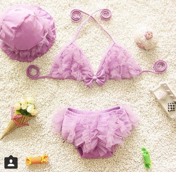 Princess tulle tutu bikini & matching hat. Infant by PetiteHeiress