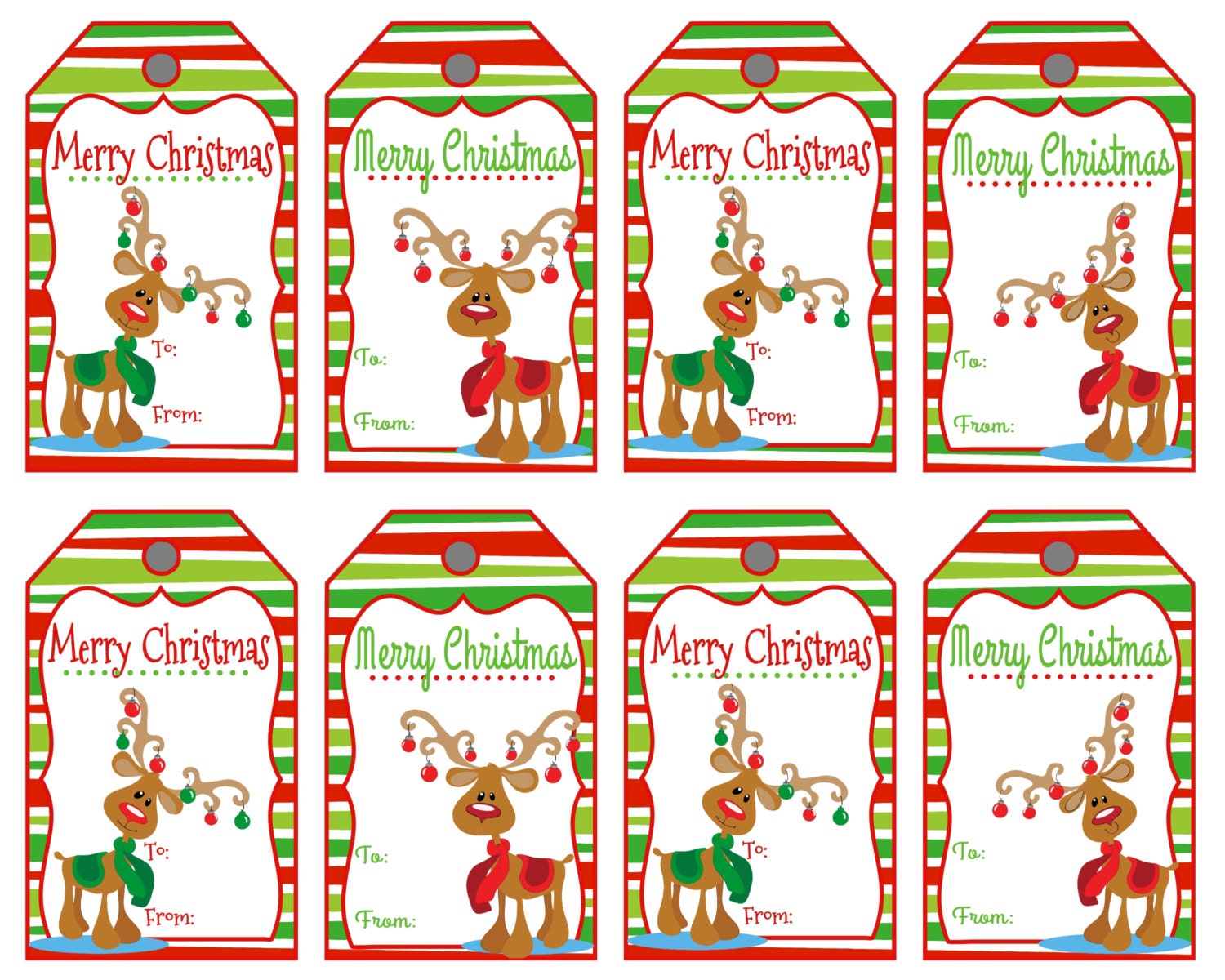 Christmas Gift Tags Reindeer Tags Merry Christmas