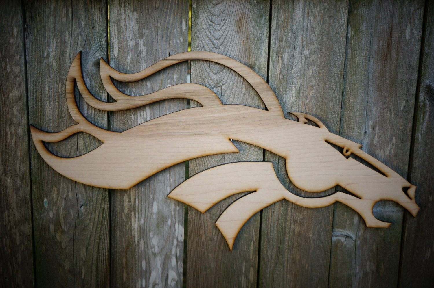 Denver Broncos Logo Laser Wood Cut Wall Hanging By ArrayOfDelight